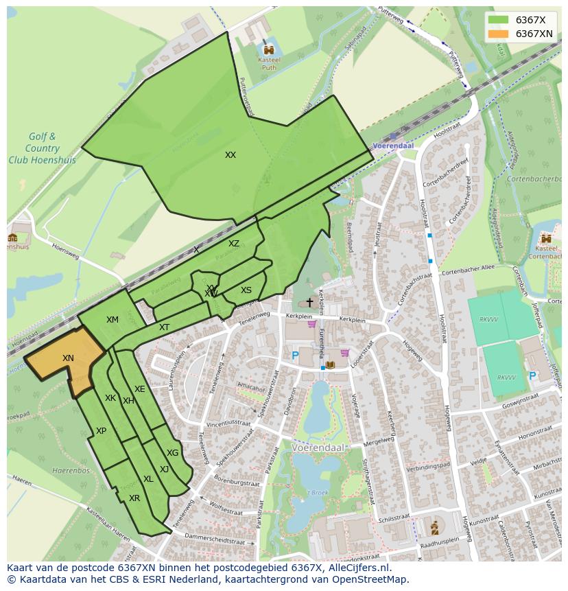 Afbeelding van het postcodegebied 6367 XN op de kaart.