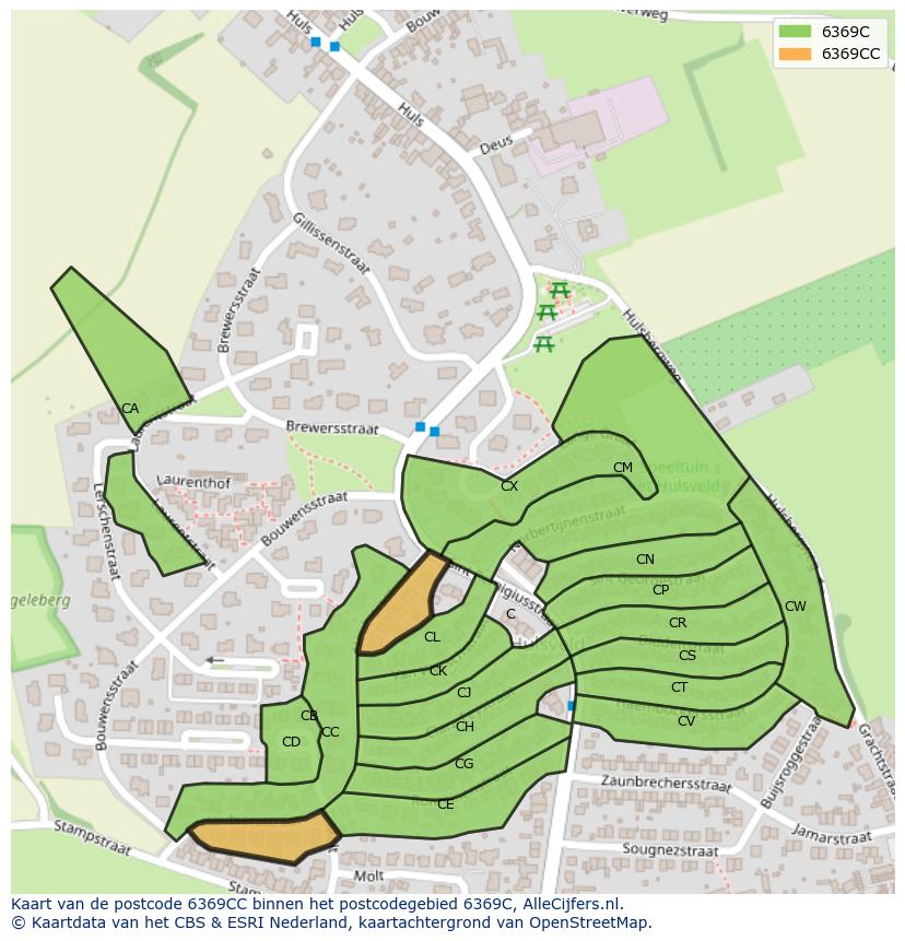 Afbeelding van het postcodegebied 6369 CC op de kaart.