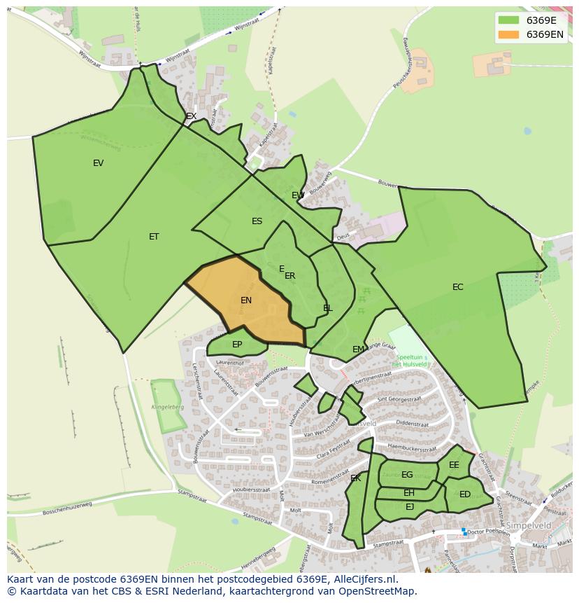 Afbeelding van het postcodegebied 6369 EN op de kaart.