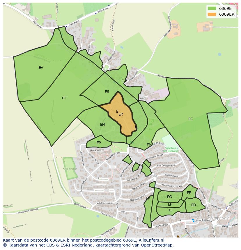 Afbeelding van het postcodegebied 6369 ER op de kaart.