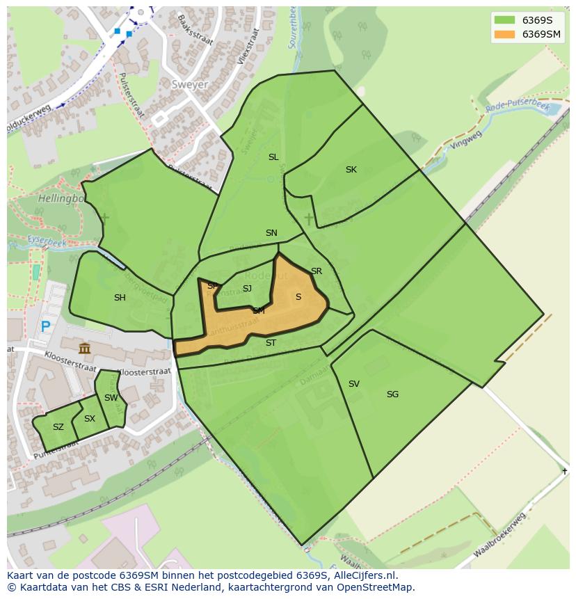 Afbeelding van het postcodegebied 6369 SM op de kaart.