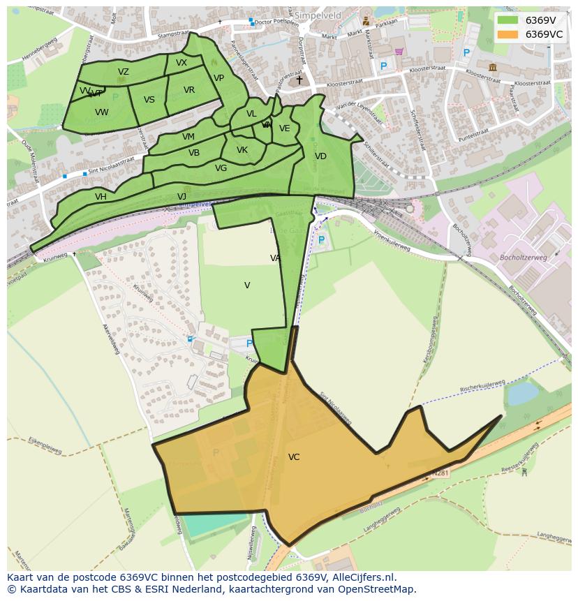 Afbeelding van het postcodegebied 6369 VC op de kaart.