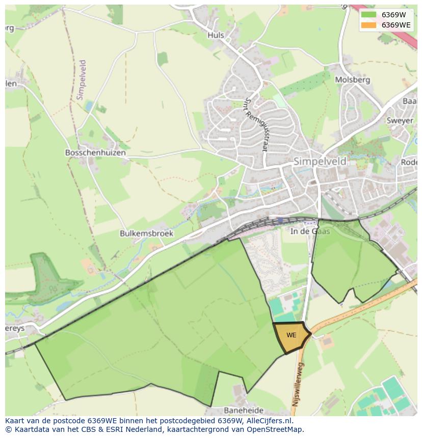 Afbeelding van het postcodegebied 6369 WE op de kaart.