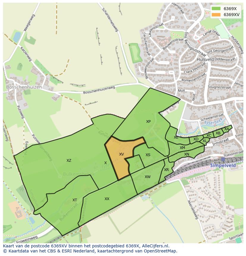 Afbeelding van het postcodegebied 6369 XV op de kaart.