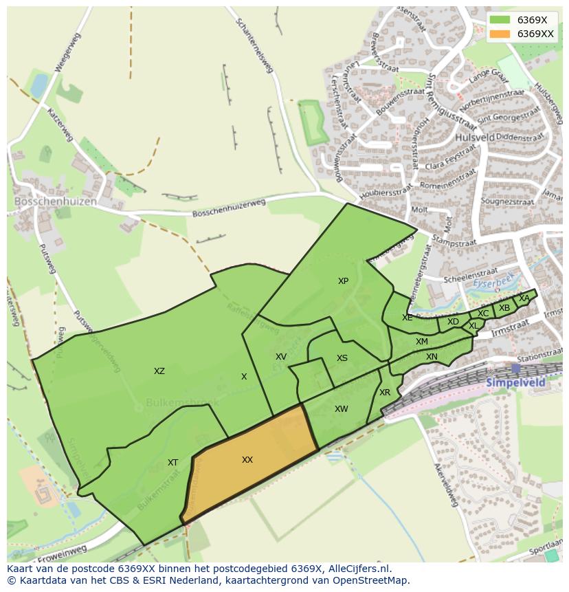 Afbeelding van het postcodegebied 6369 XX op de kaart.