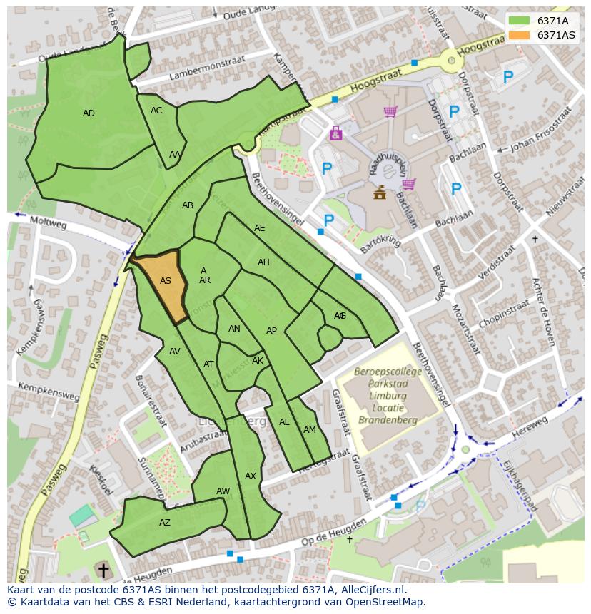 Afbeelding van het postcodegebied 6371 AS op de kaart.
