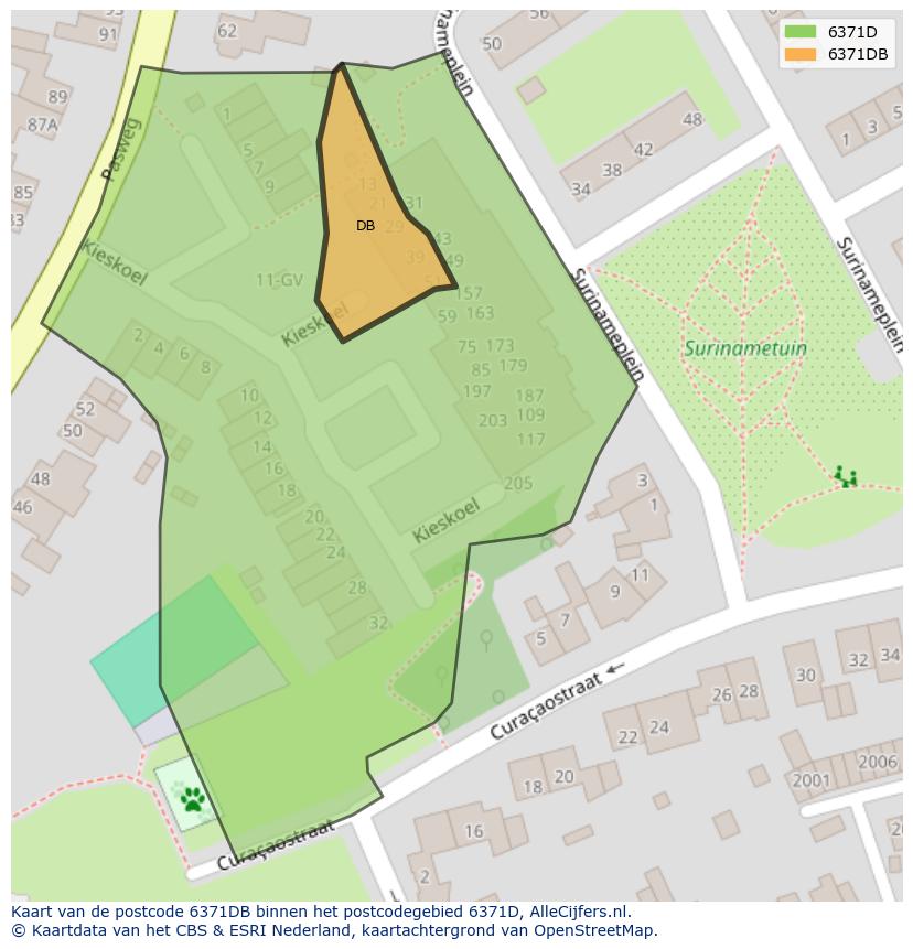 Afbeelding van het postcodegebied 6371 DB op de kaart.