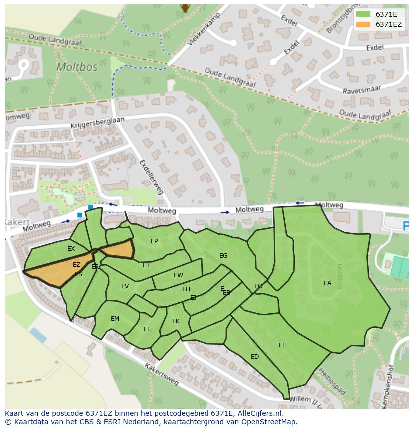 Afbeelding van het postcodegebied 6371 EZ op de kaart.