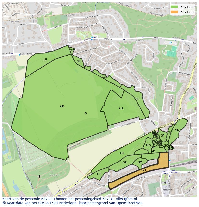 Afbeelding van het postcodegebied 6371 GH op de kaart.