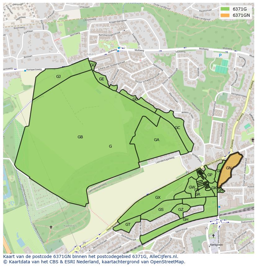Afbeelding van het postcodegebied 6371 GN op de kaart.