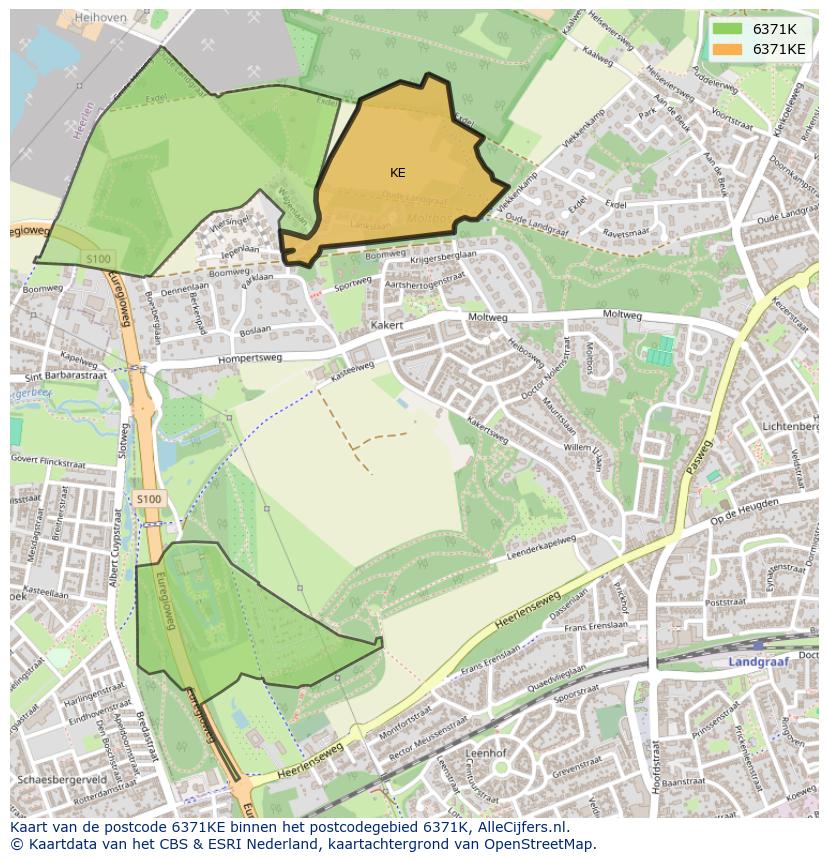 Afbeelding van het postcodegebied 6371 KE op de kaart.