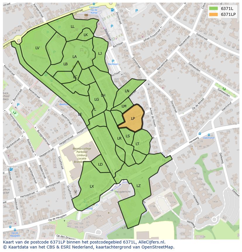 Afbeelding van het postcodegebied 6371 LP op de kaart.