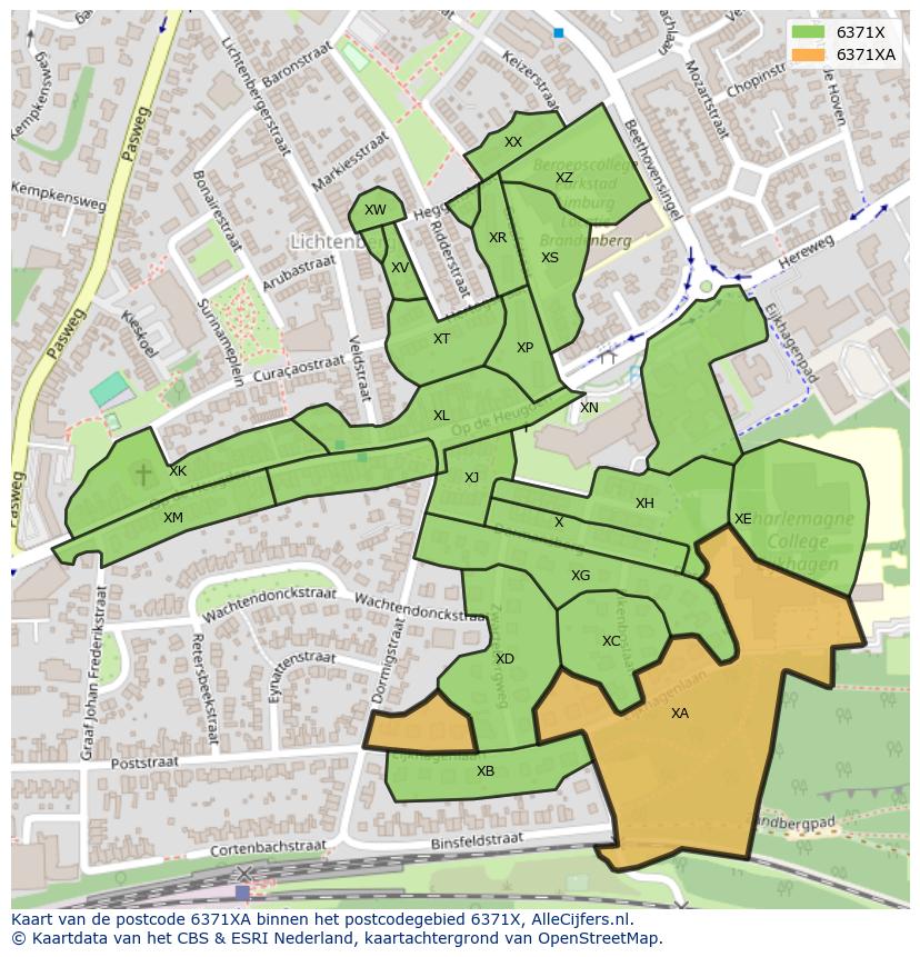 Afbeelding van het postcodegebied 6371 XA op de kaart.
