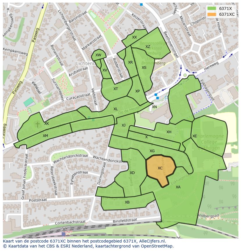 Afbeelding van het postcodegebied 6371 XC op de kaart.