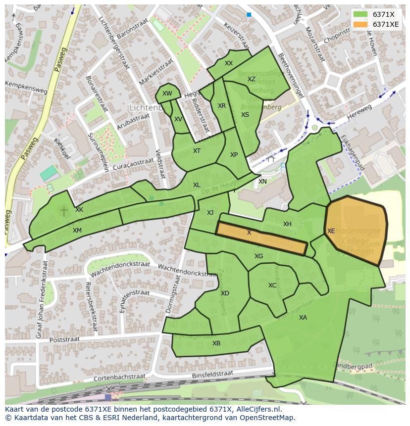 Afbeelding van het postcodegebied 6371 XE op de kaart.