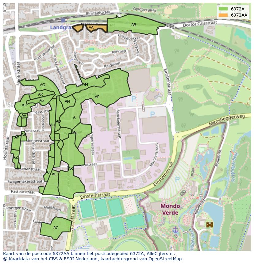 Afbeelding van het postcodegebied 6372 AA op de kaart.