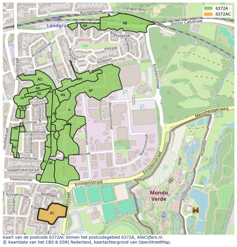 Afbeelding van het postcodegebied 6372 AC op de kaart.