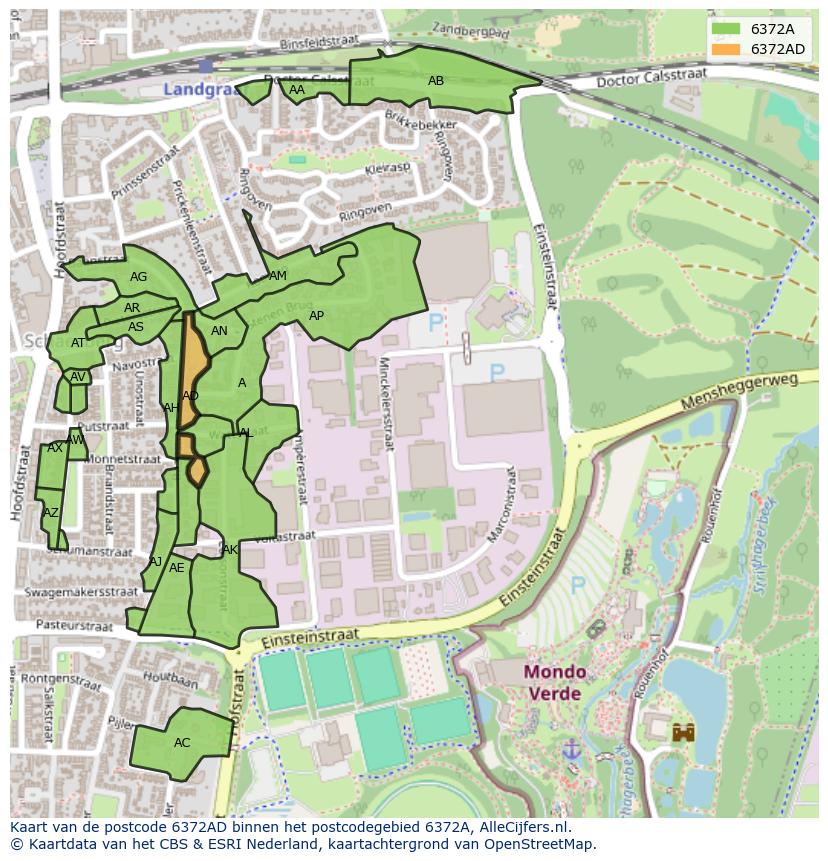 Afbeelding van het postcodegebied 6372 AD op de kaart.