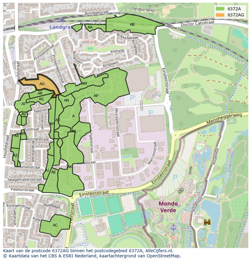Afbeelding van het postcodegebied 6372 AG op de kaart.