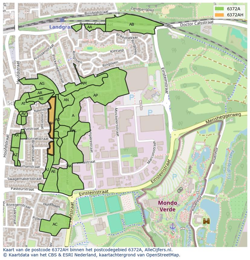Afbeelding van het postcodegebied 6372 AH op de kaart.