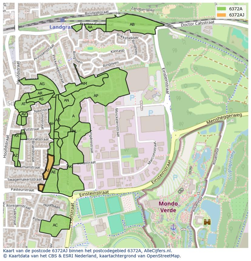 Afbeelding van het postcodegebied 6372 AJ op de kaart.