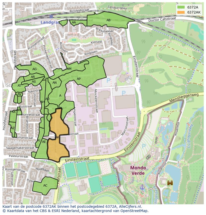 Afbeelding van het postcodegebied 6372 AK op de kaart.