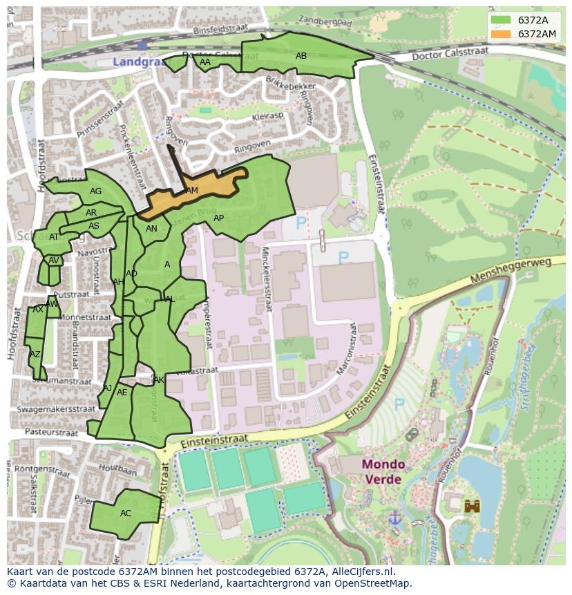 Afbeelding van het postcodegebied 6372 AM op de kaart.
