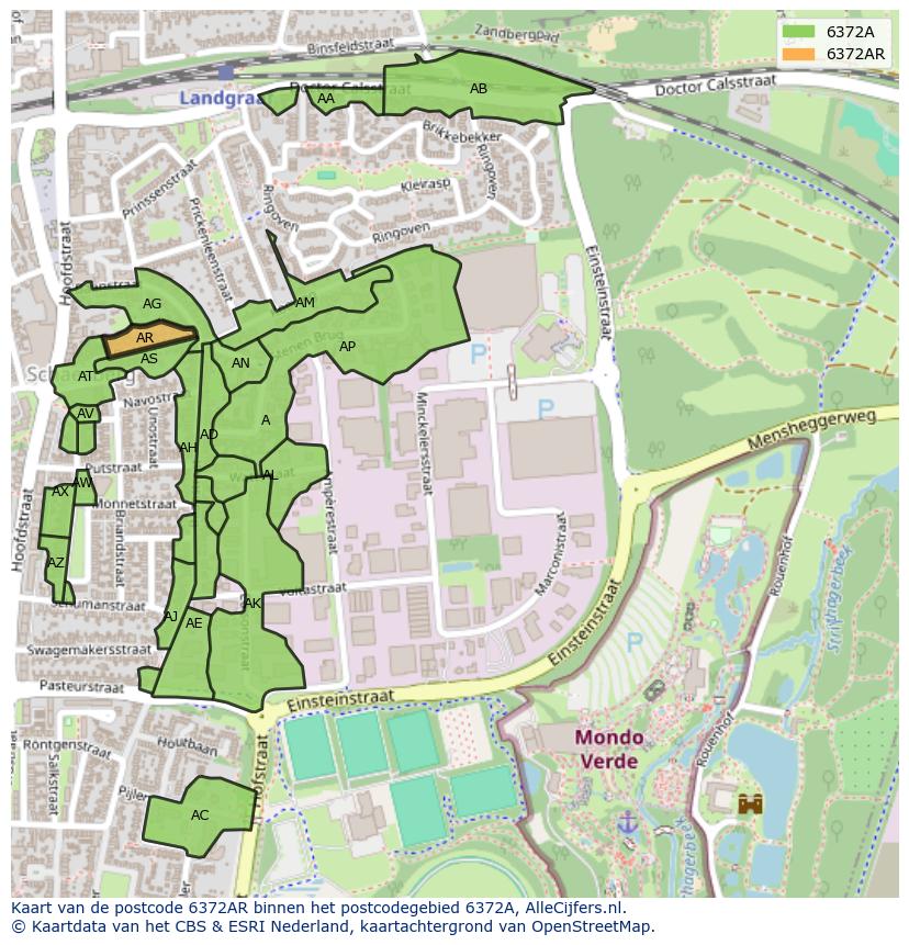 Afbeelding van het postcodegebied 6372 AR op de kaart.
