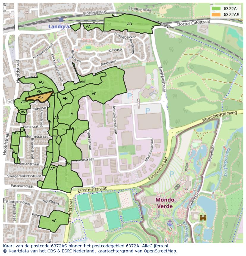 Afbeelding van het postcodegebied 6372 AS op de kaart.