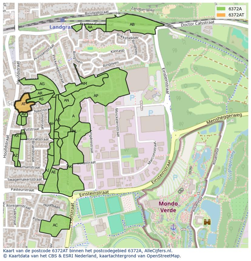 Afbeelding van het postcodegebied 6372 AT op de kaart.