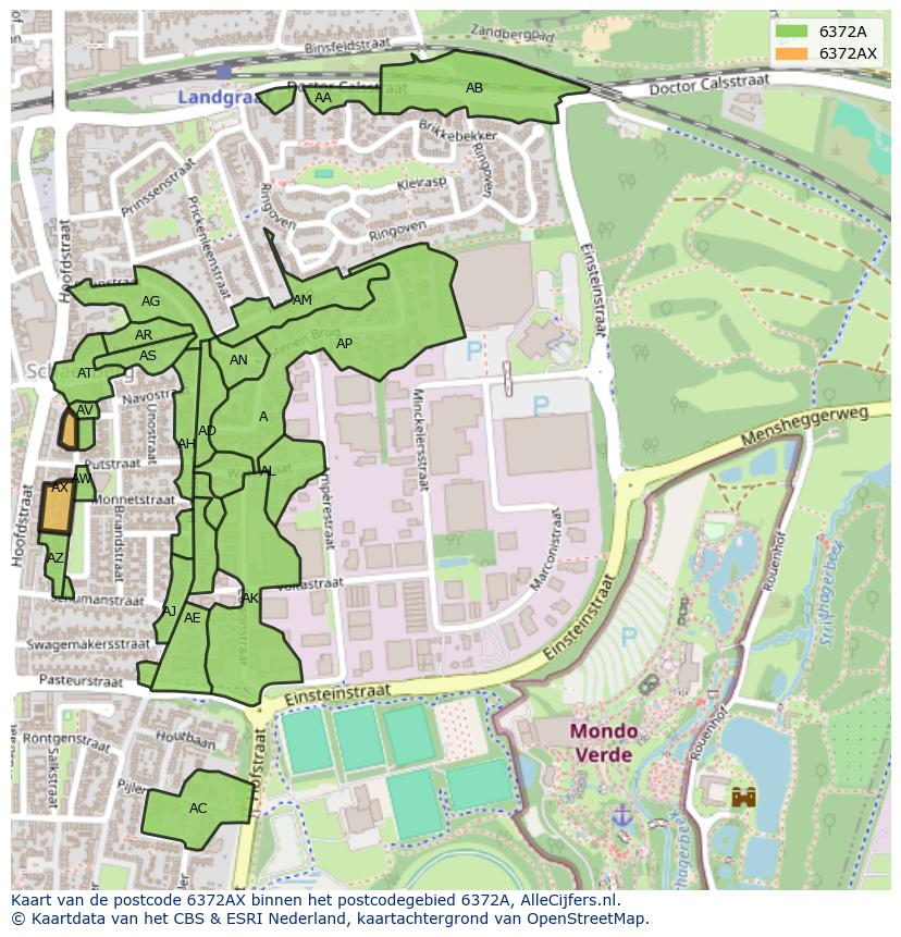 Afbeelding van het postcodegebied 6372 AX op de kaart.