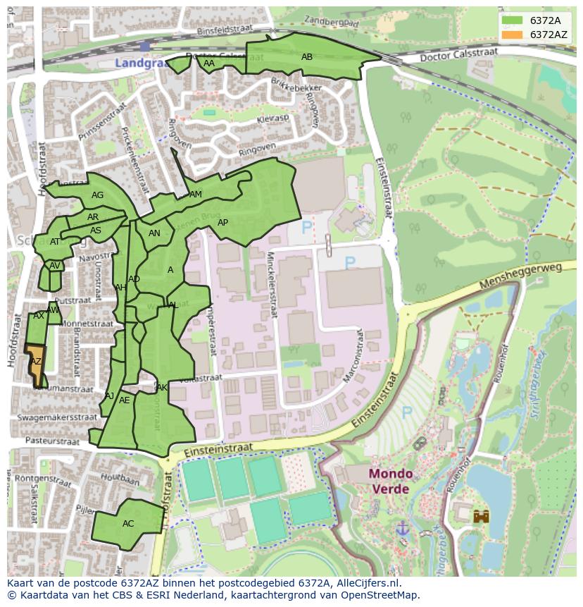 Afbeelding van het postcodegebied 6372 AZ op de kaart.