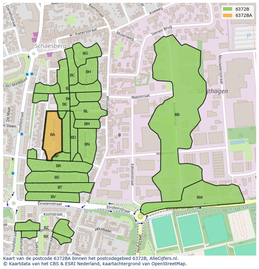 Afbeelding van het postcodegebied 6372 BA op de kaart.