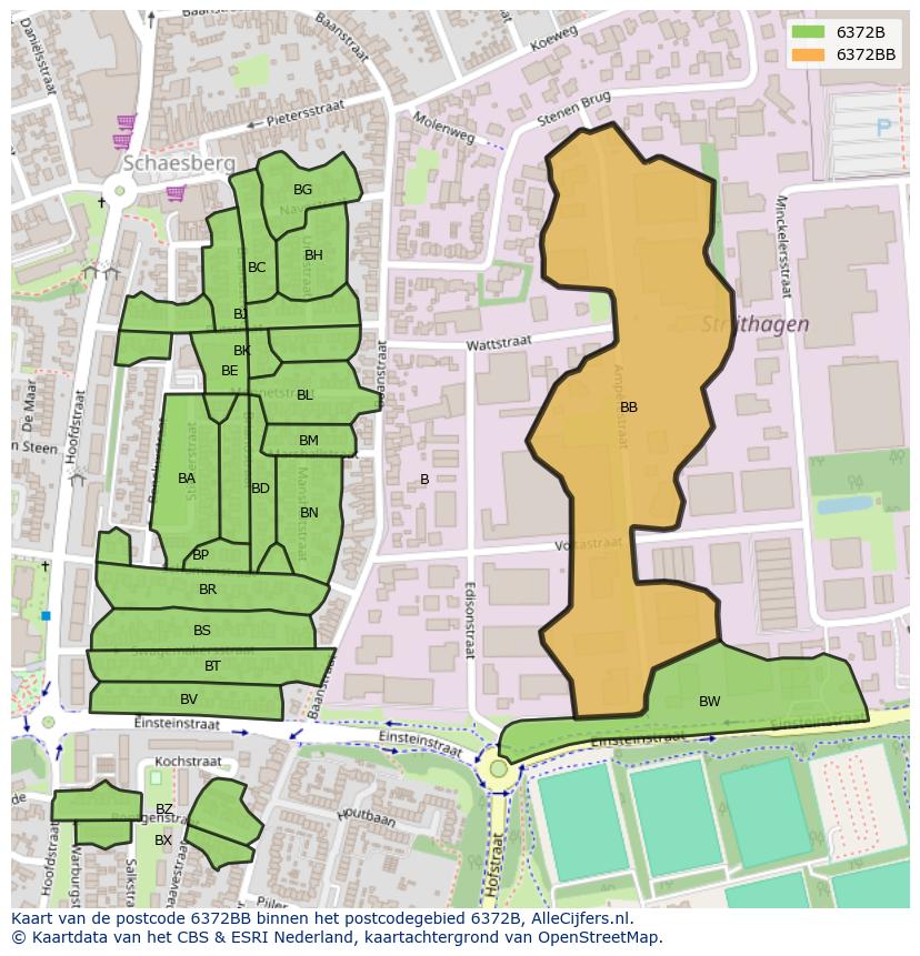 Afbeelding van het postcodegebied 6372 BB op de kaart.