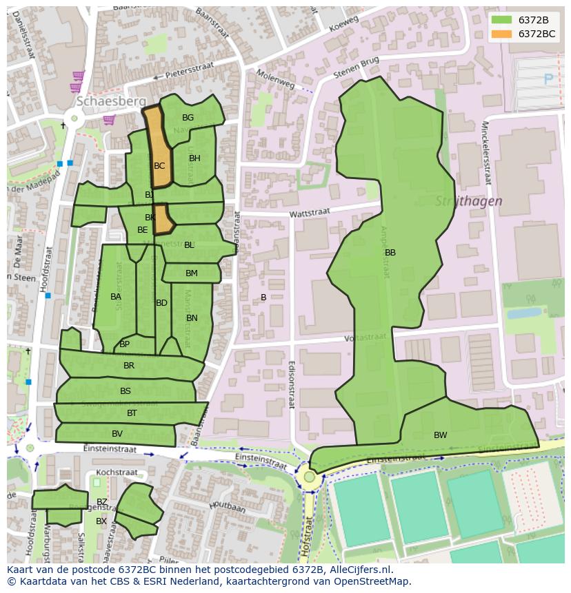 Afbeelding van het postcodegebied 6372 BC op de kaart.