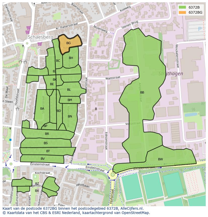 Afbeelding van het postcodegebied 6372 BG op de kaart.