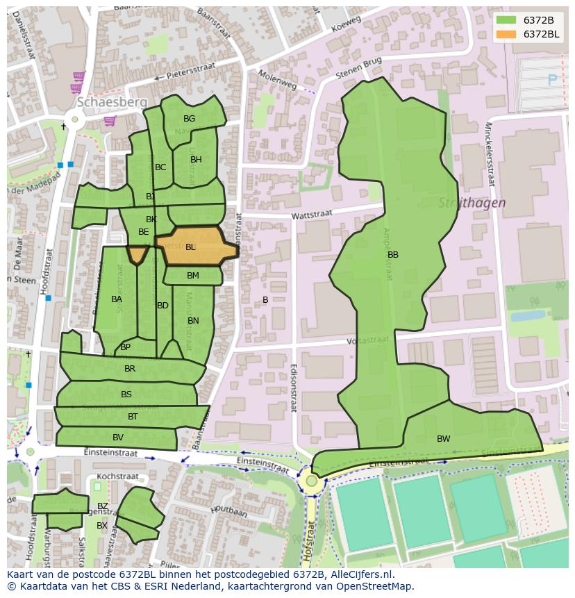 Afbeelding van het postcodegebied 6372 BL op de kaart.