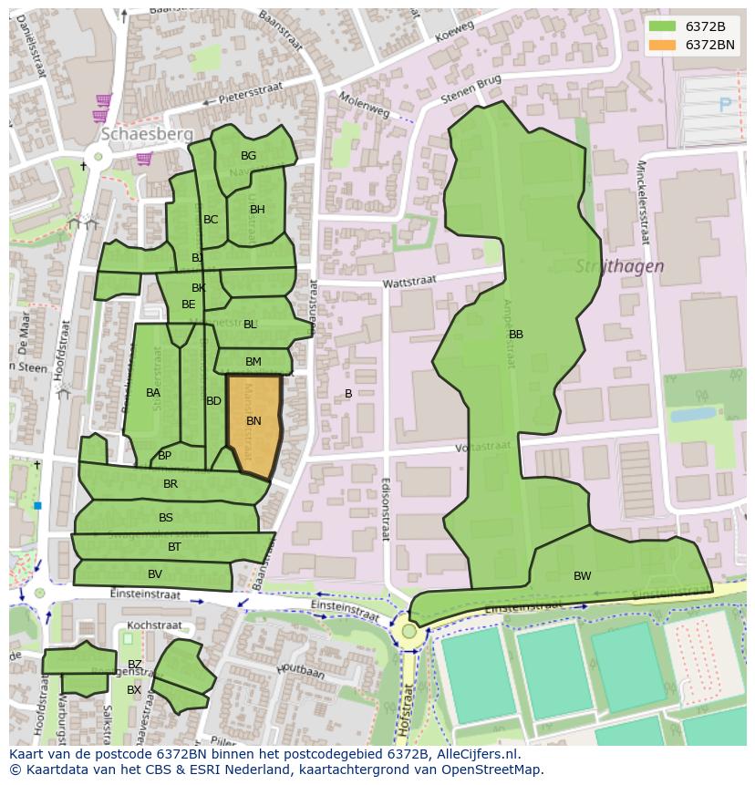 Afbeelding van het postcodegebied 6372 BN op de kaart.