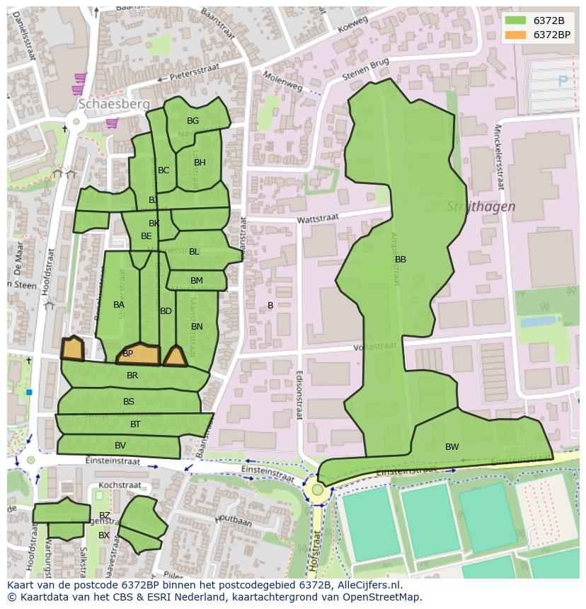 Afbeelding van het postcodegebied 6372 BP op de kaart.