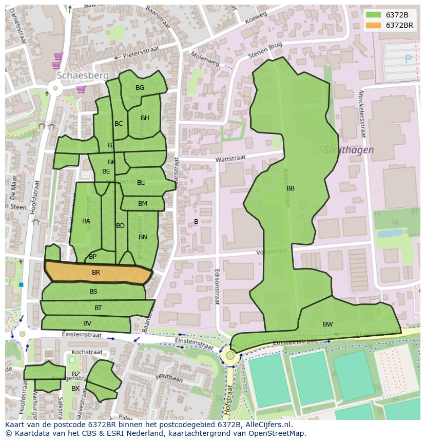Afbeelding van het postcodegebied 6372 BR op de kaart.