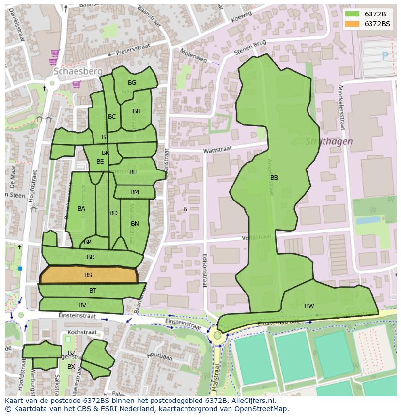 Afbeelding van het postcodegebied 6372 BS op de kaart.