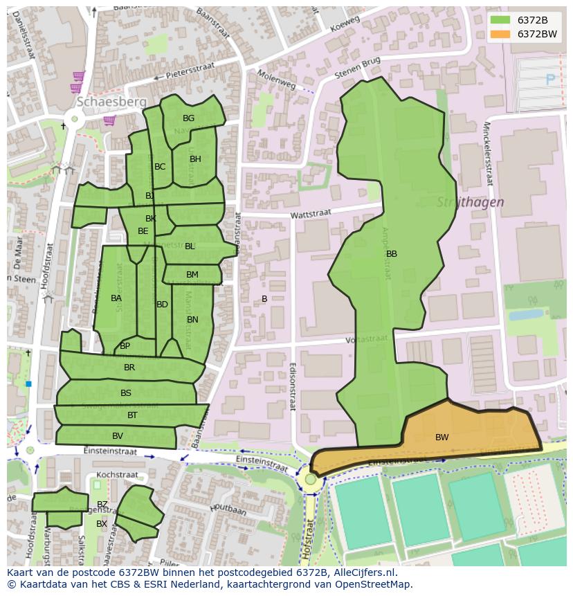 Afbeelding van het postcodegebied 6372 BW op de kaart.