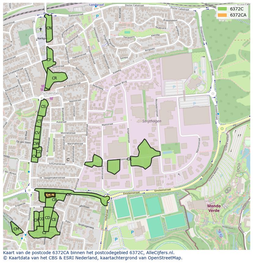 Afbeelding van het postcodegebied 6372 CA op de kaart.