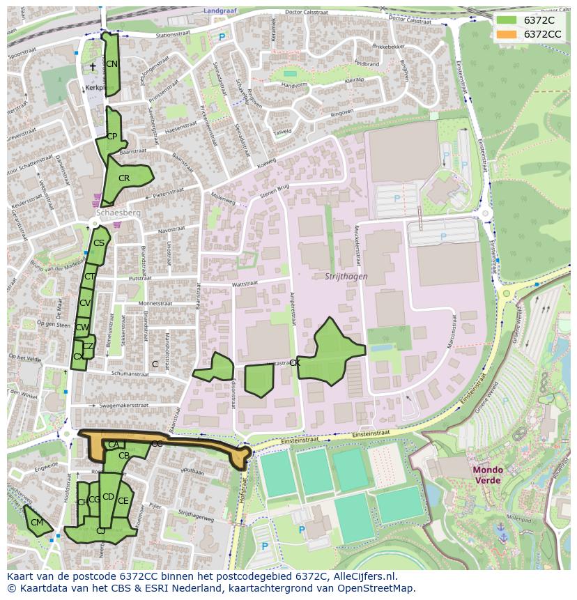 Afbeelding van het postcodegebied 6372 CC op de kaart.