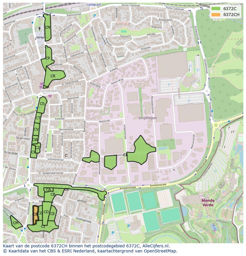 Afbeelding van het postcodegebied 6372 CH op de kaart.