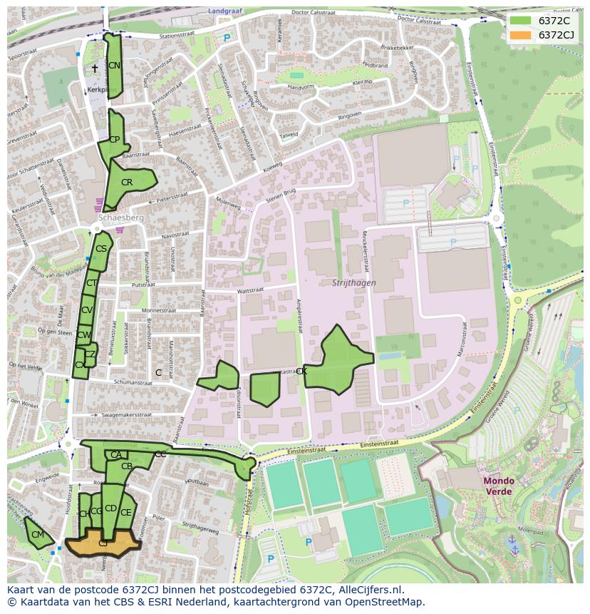 Afbeelding van het postcodegebied 6372 CJ op de kaart.
