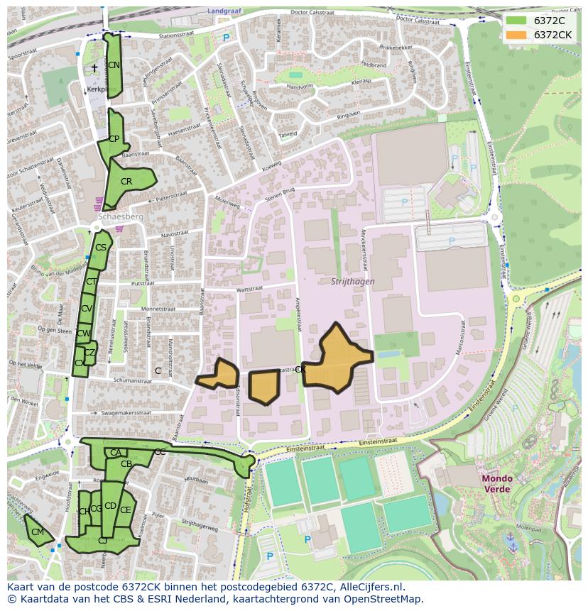 Afbeelding van het postcodegebied 6372 CK op de kaart.