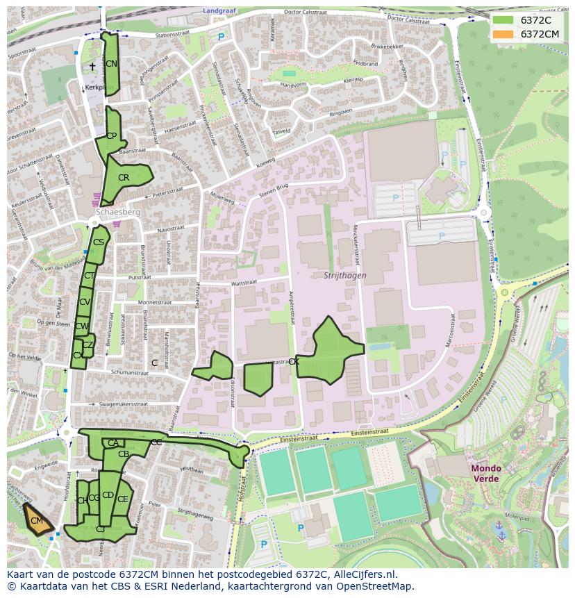 Afbeelding van het postcodegebied 6372 CM op de kaart.