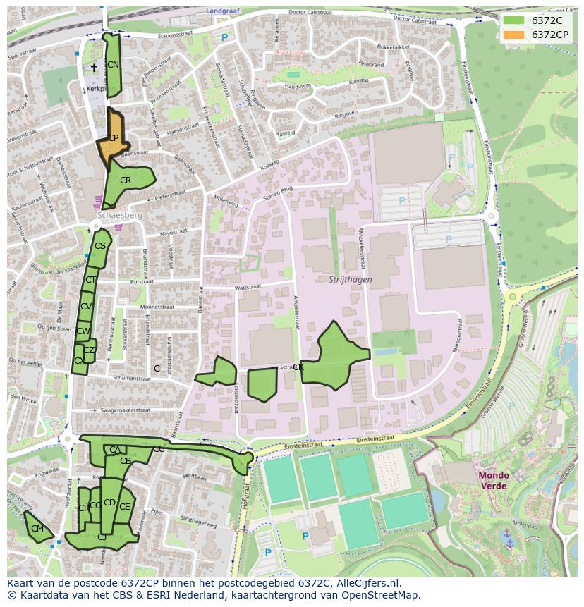 Afbeelding van het postcodegebied 6372 CP op de kaart.