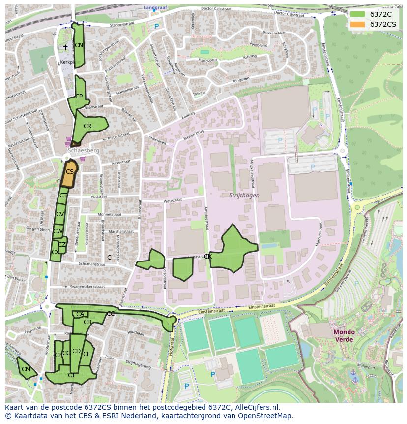 Afbeelding van het postcodegebied 6372 CS op de kaart.